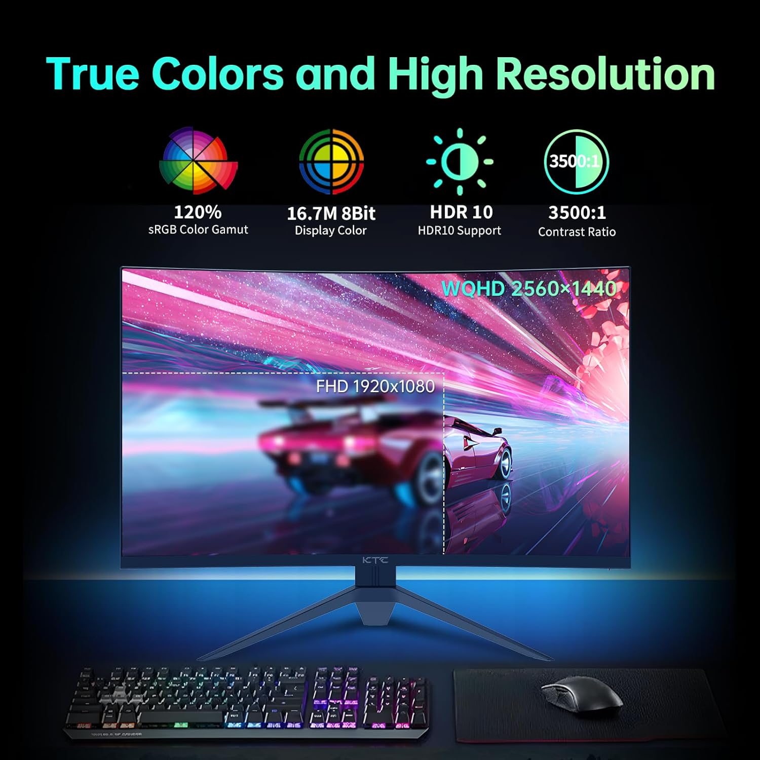 KTC 32" 2K 180Hz 1500R Curved Wall Mount Gaming Monitor | H32S17