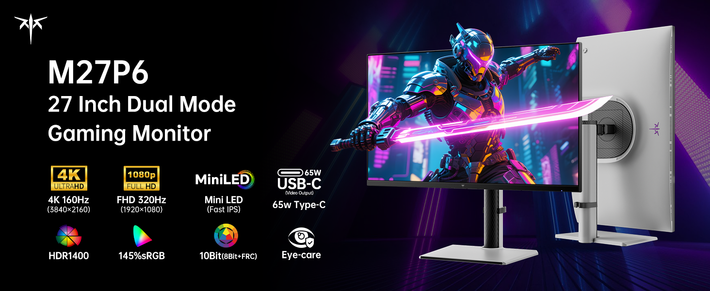 Màn Hình KTC M27P6 27 Inch 4K 160Hz HDR1400 Gaming Monitor 2 man-hinh-ktc-m27p6-27-inch-320-hz-miniled-4k-1