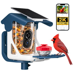 Smart Bird Feeder with 2K Camera & 11,000+ Bird Species AI - Solar Panel Included