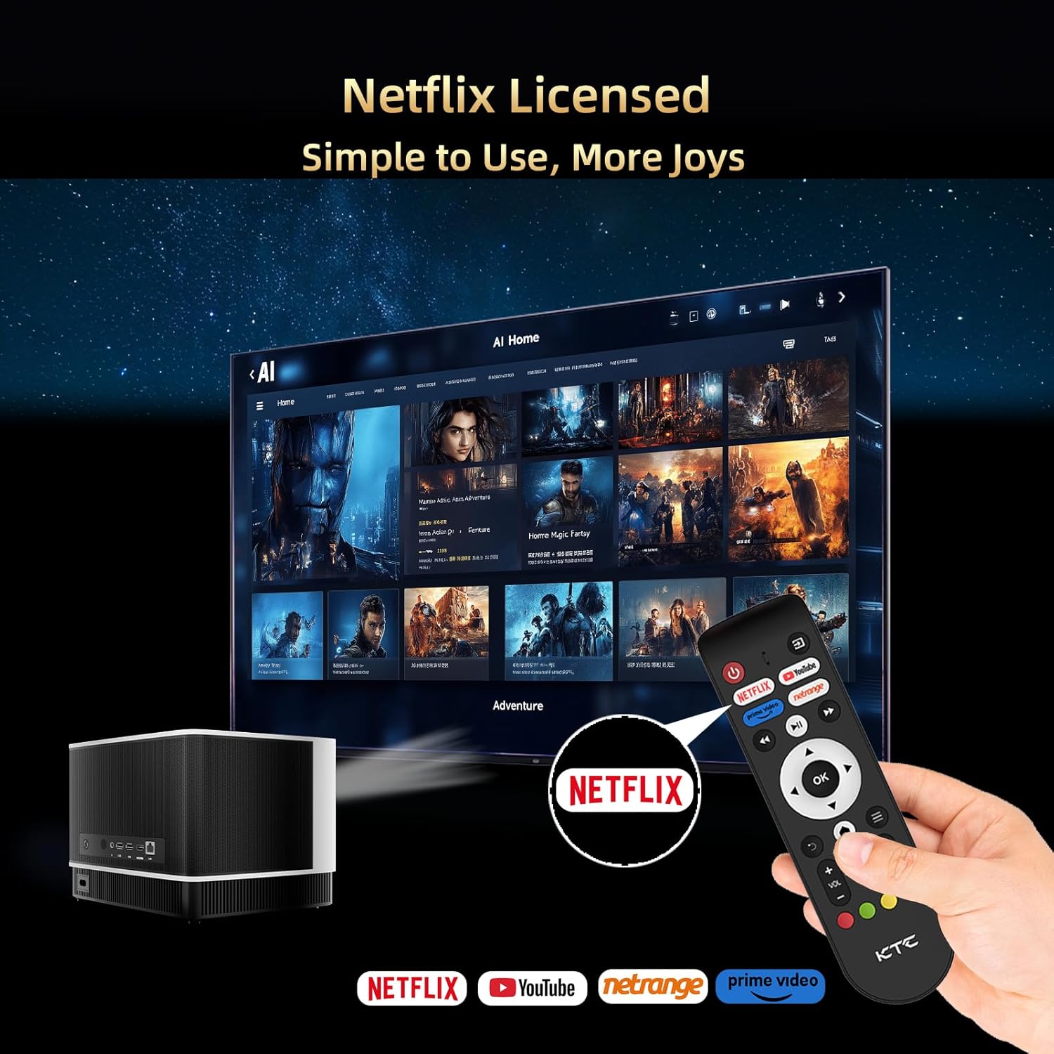 KTC Native 1080P＆4K Support Auto Focus Smart Projector丨P10