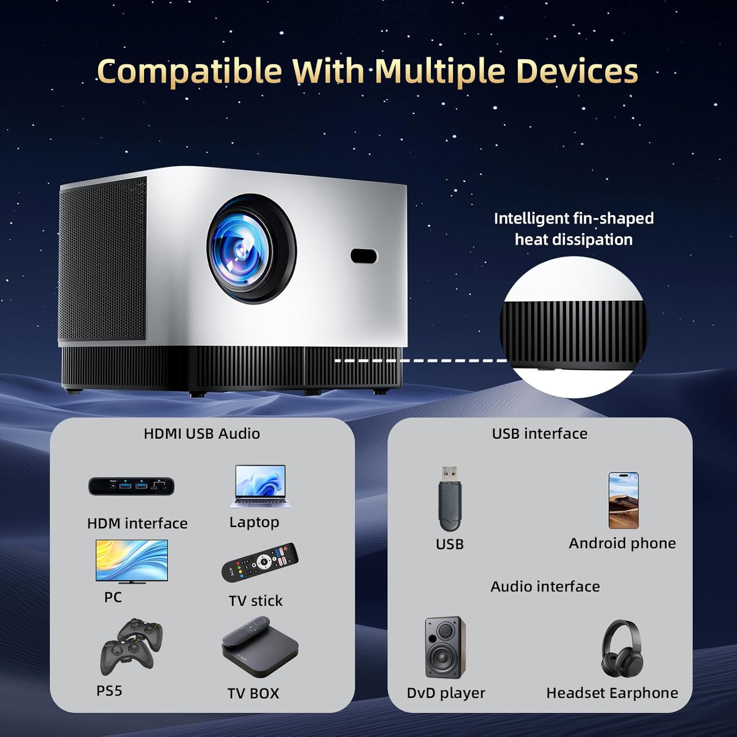 KTC Native 1080P＆4K Support Auto Focus Smart Projector丨P10