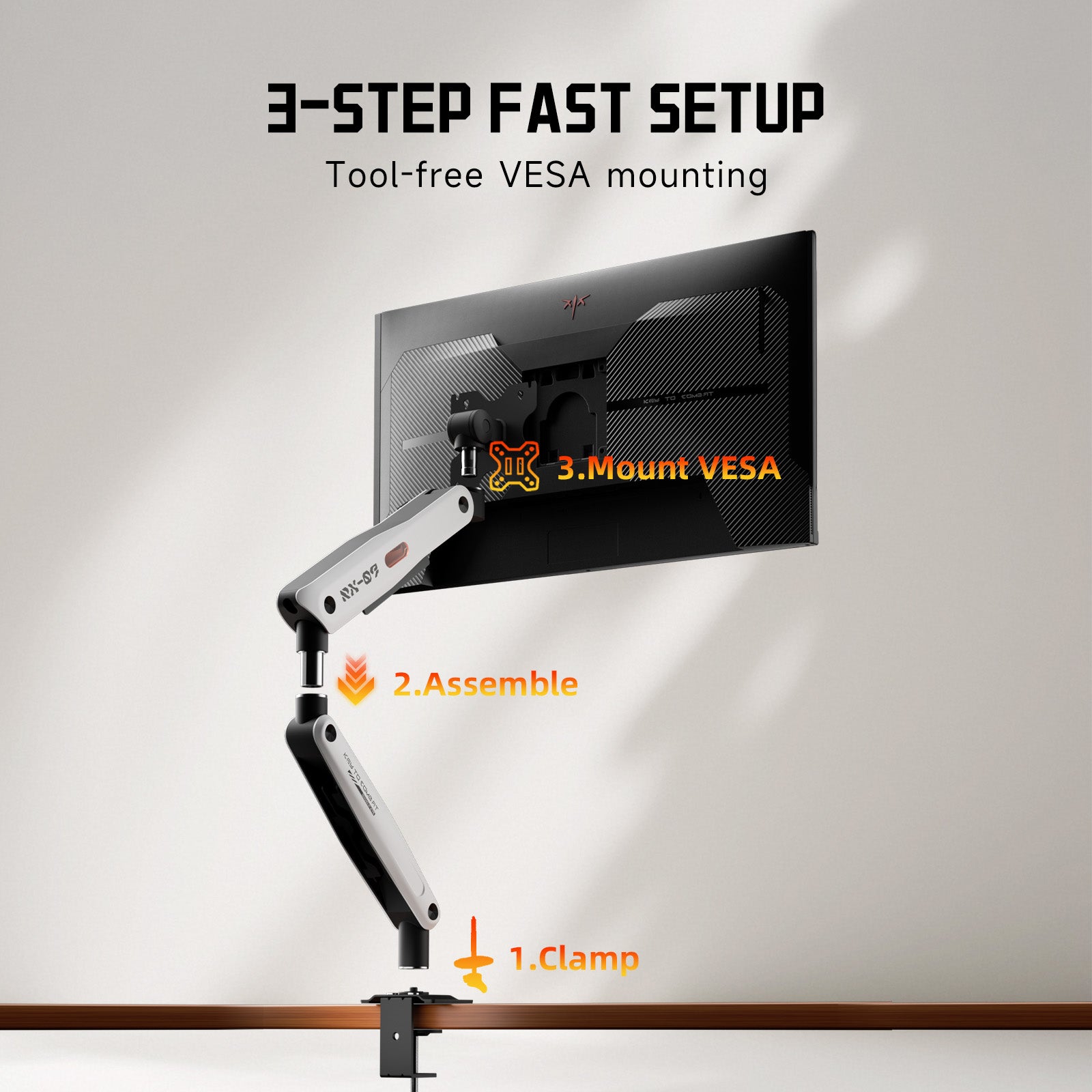 KTC Single Monitor Arm, Fully Adjustable for 24