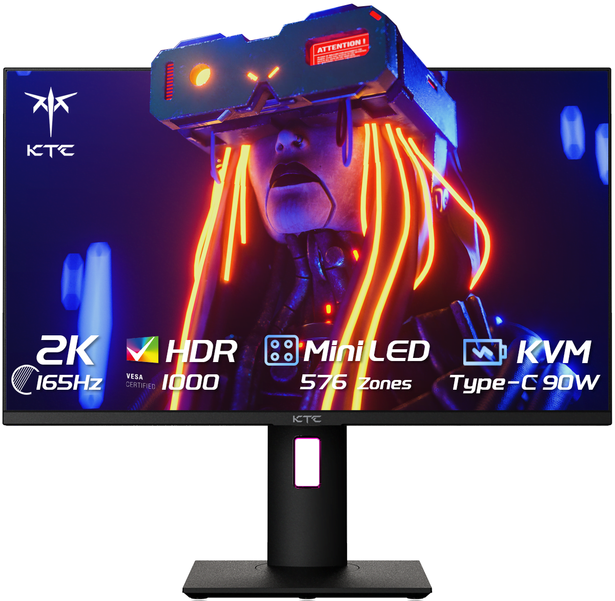 KTC 27 Inch Mini LED monitor, 1440P 165Hz/144Hz Gaming Monitor, HDR1000,  Built-in Speakers, HDMI2.0, DP1.4, Type-C 90W, USB, KVM,  Swivel/Height/Pivot/Tilt Adjustable, Mountable, 2K PC Monitor, M27T20 - KTC  Official