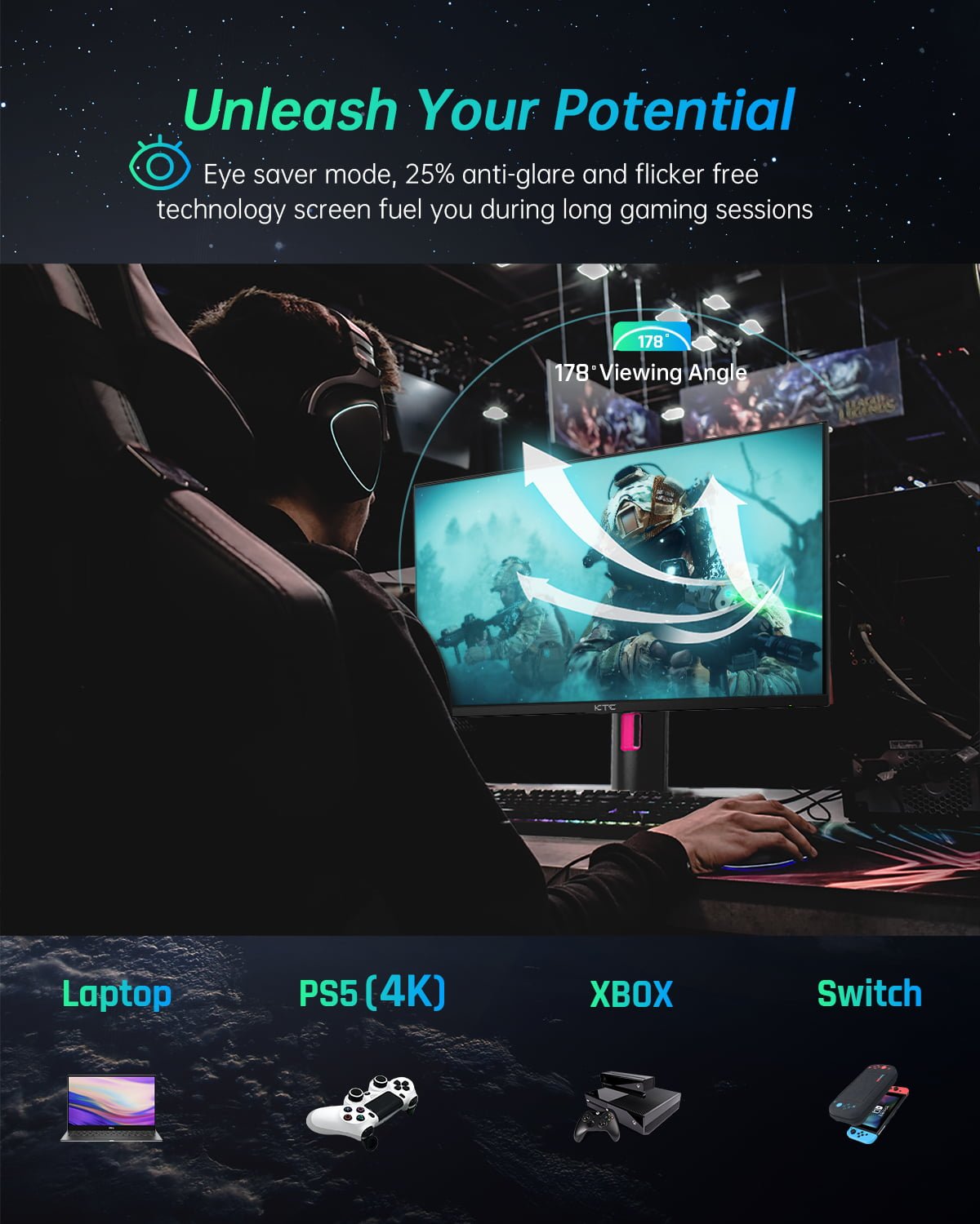 KTC H27T22 – 27″ AUO8.2 Fast IPS 1440P Gaming Monitor, 165Hz