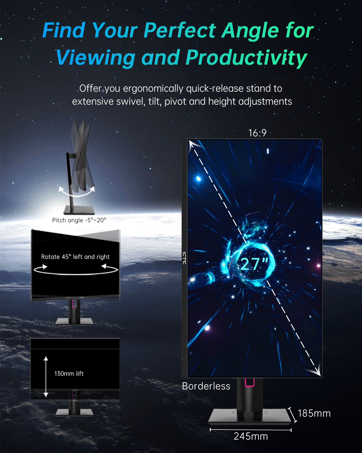 KTC H27T22 – 27″ AUO8.2 Fast IPS 1440P Gaming Monitor, 165Hz
